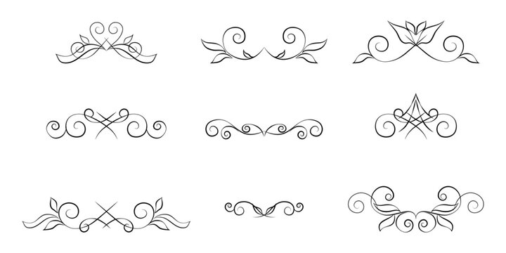 elegant swirls and monograms for design of text. Vector illustration. A simple linear pattern is isolated on background. For highlighting headings, creating frames, dividers or vignettes and document