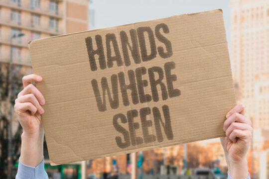 "Hands Where Seen" Keep them visible for safety. HANDS. VISIBLE. SAFETY. POLICE. COMPLY.