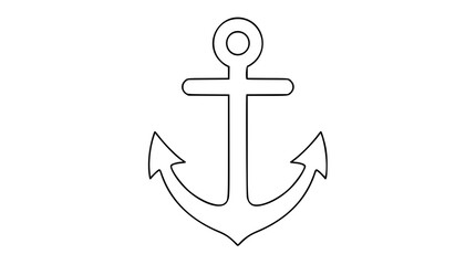 Clean black and white line art vector icon of a nautical anchor, suited for marina signs, sailing themes, travel guides, and maritime badges. © watsons
