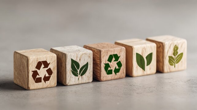 Wooden cube row showing green plant icons.