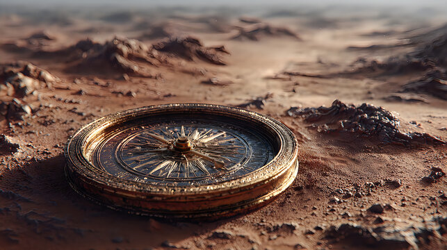 Mystical navigation compass ancient golden relic detailed adventure concept artwork Images