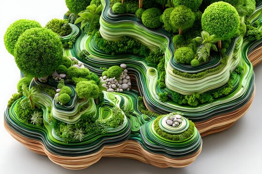 Abstract isometric nature diorama high resolution image
