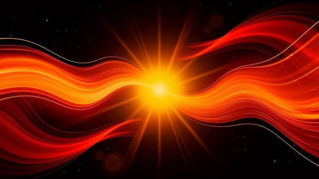 Abstract orange light waves with central glow