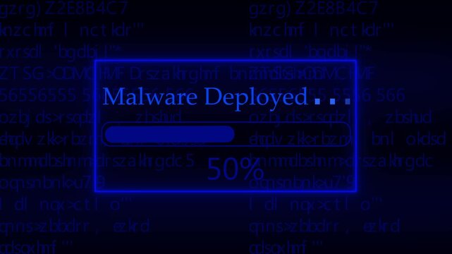 Malawian Deployed Progress Bar Neon Cyan on Blurred Code Background loading