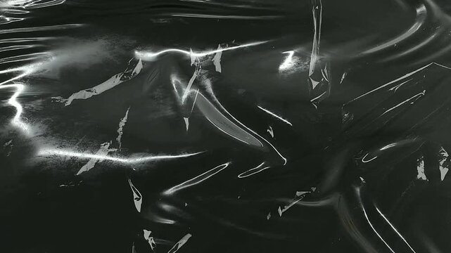 Abstract Glossy Black Plastic Texture With Light Reflections Surface