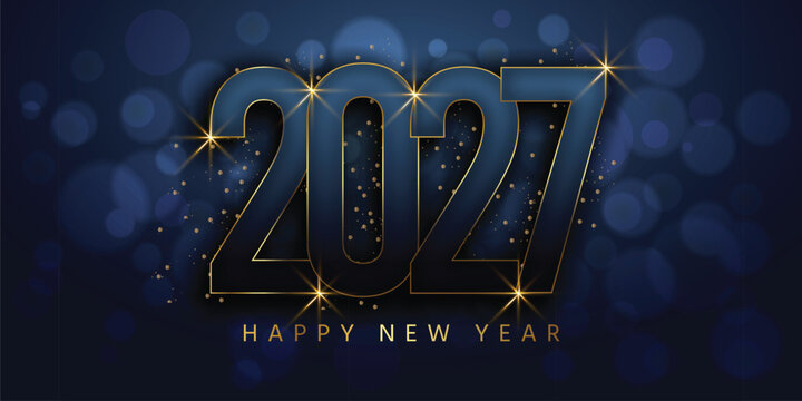 3D Metallic 2027 Happy New Year Text Effect