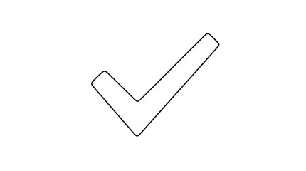 A clean hand-drawn checkmark line art vector icon suitable for illustrating confirmation, achievement, or successful status in various applications. © Dadullah