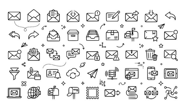 Email and messaging icons set
