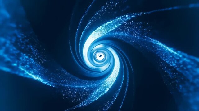 Swirl of Luminous Particles in a Microscopic World with Vibrant Blue Tones and Dynamic Motion Featuring Abstract Background, Science, Technology