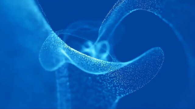 Neural Data Particles Swirling in an Infinite Loop, Glowing Blue Abstract Network Motion with Depth and Futuristic Sci-Fi Energy