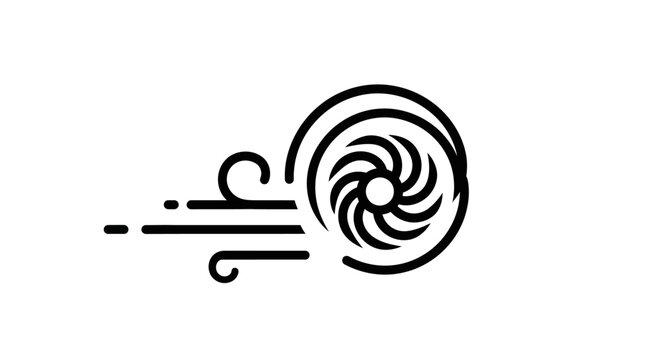 Abstract swirling wind and spiral vortex icon.