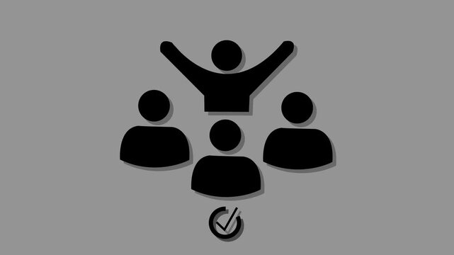 White Project team base icon isolated on blue background. Business analysis and planning, consulting, team work, project management. GK Video motion graphic animation