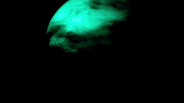 Abstract swirling turquoise and green nebula clouds in deep space