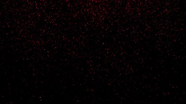 Abstract red particles slowly falling against a dark background, creating a magical atmosphere