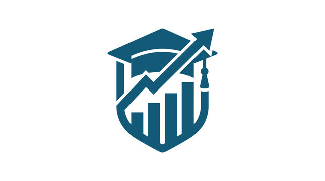 Graduation Cap with Graph Icon.