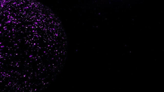 Abstract purple particles swirling and glowing in dark cosmic space