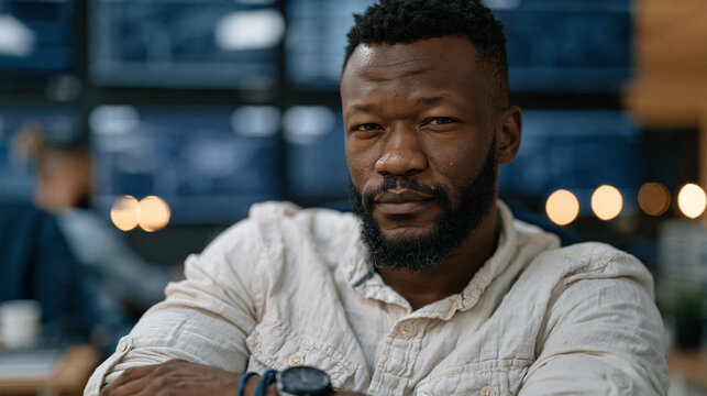Nigerian cybersecurity analyst in darkened server room studying multiple wall-mounted displays showing network traffic anomaly alerts, concentrated expression, African tech