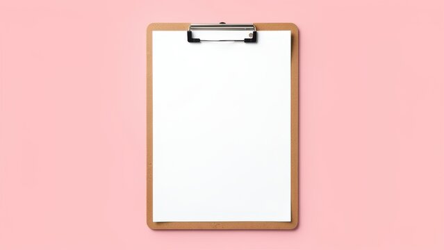 blank clipboard on pastel pink background ready for writing minimalist corporate workspace design mockup professional stationery element