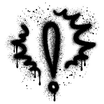 Exclamation mark in graffiti Style with black spray paint. Vector illustration.