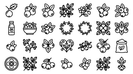 Collection of berry icons in a vector silhouette style for healthy food branding © MdShahazahan