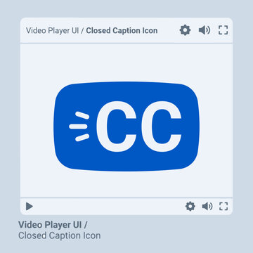 A digital interface showing a closed caption symbol for media