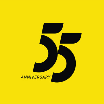 55 logo, 55th Anniversary Logo, black color, Vector Template Design element for birthday, invitation, wedding, jubilee, and greeting card illustration.