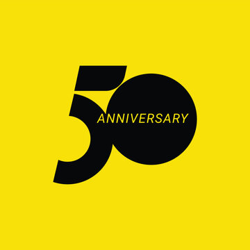 50th, 50th Anniversary Logo black color, Vector Template Design element for birthday, invitation, wedding, jubilee, and greeting card illustration.
