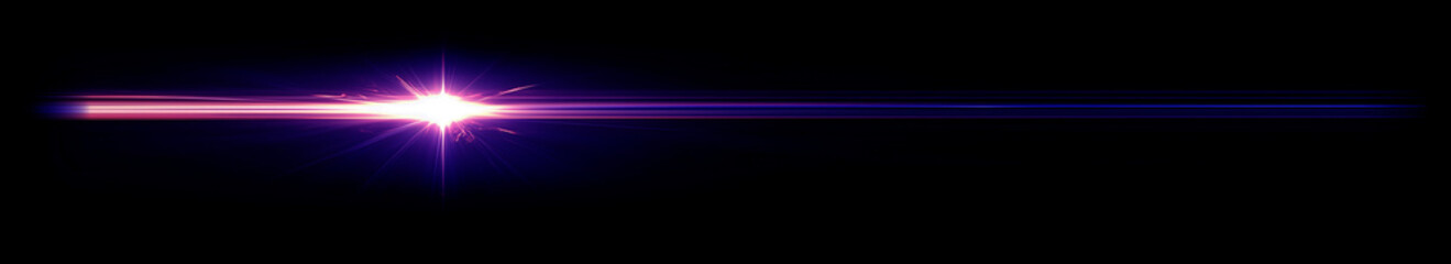 Light Streak Overlay, Cinematic Lens Flare Glow Effect, Abstract Thin Beam on Black Background for Motion Graphics © Ali
