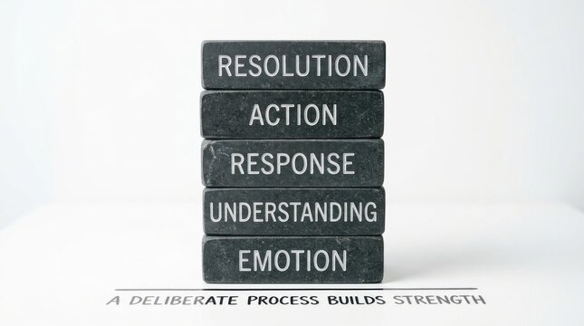 Five stacked blocks representing a process for building strength