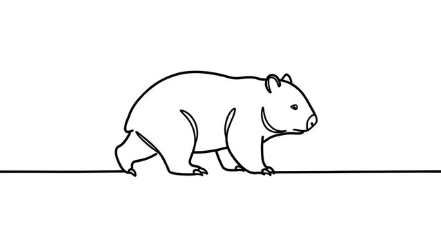 Cute wombat walking on white background.