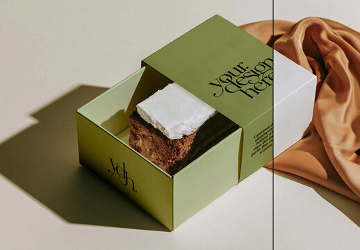 Sliding Cake Box Packaging Mockup