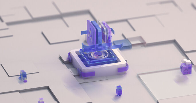 Minimal 3D Artificial Intelligence Symbol for Digital Technology and Automation
