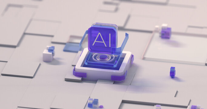 Artificial Intelligence Platform Concept with Abstract 3D Technology Interface