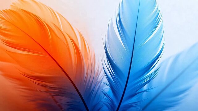 Colorful feathers in closeup
