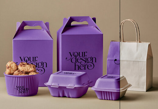 Takeaway Food Packaging Mockup Scene