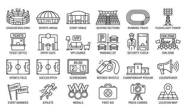 Sports Stadium and Arena Outline Icon Pack