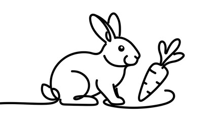 Fototapeta premium Cute rabbit with carrot on white background.