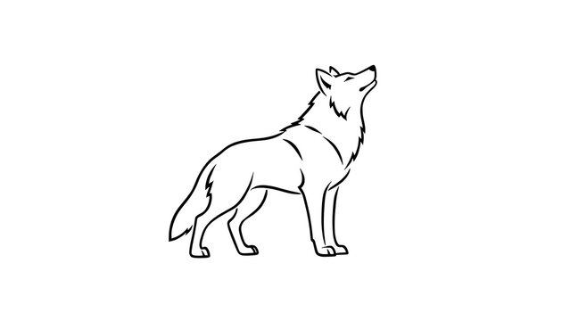 Minimalist wolf illustration on white background.