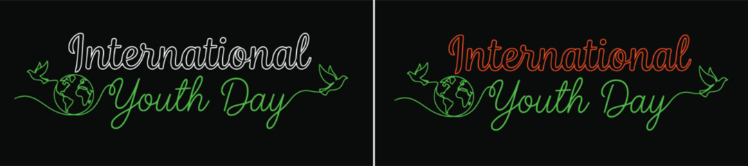 International youth day neon sign posters © Vector Hut