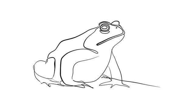 Line drawing of a frog on white background.