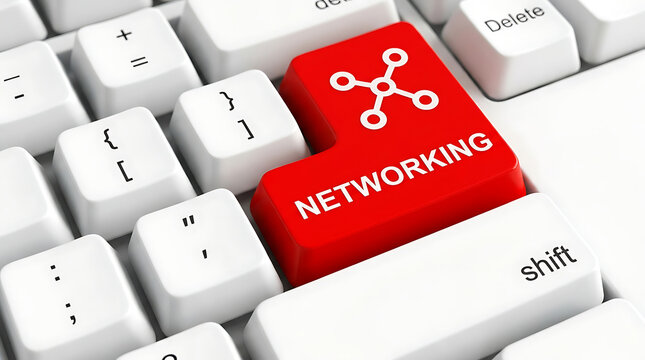 Networking Keyboard Button &ndash; Computer Networking, IT Infrastructure and Digital Connectivity Concept