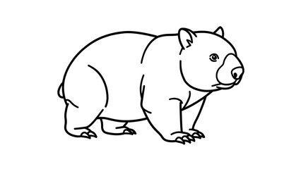 Fototapeta premium Black and white bear illustration on white background.