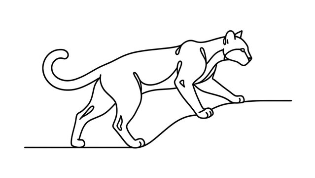 Minimalist panther drawing on white background.