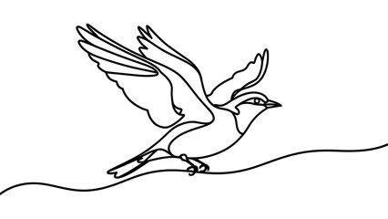 Fototapeta premium Flying bird illustration on white background.
