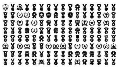 Fototapeta premium Achievement Medal Silhouette Vector Bundle Award Badge Collection