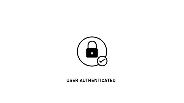 User authenticated animation with padlock and checkmark for cybersecurity and digital login security interface