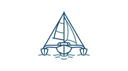 Trimaran Sailboat Outline Vector Illustration © aris yanto