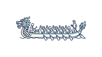 Dragon Boat Racing Team Outline Vector Illustration © aris yanto