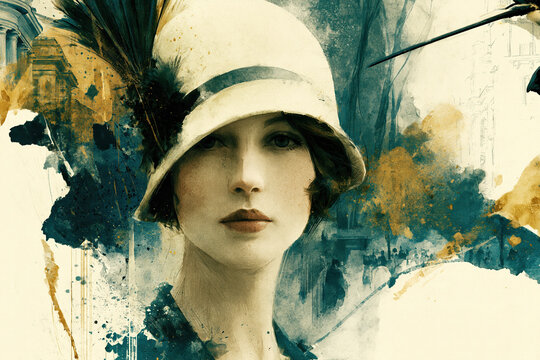 Elegant Roaring Twenties Lady Portrait Art &ndash; AI Generative