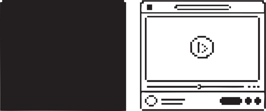 Vector illustration of a computer window with a play button and loading bar in a minimalist design style for web and graphic use